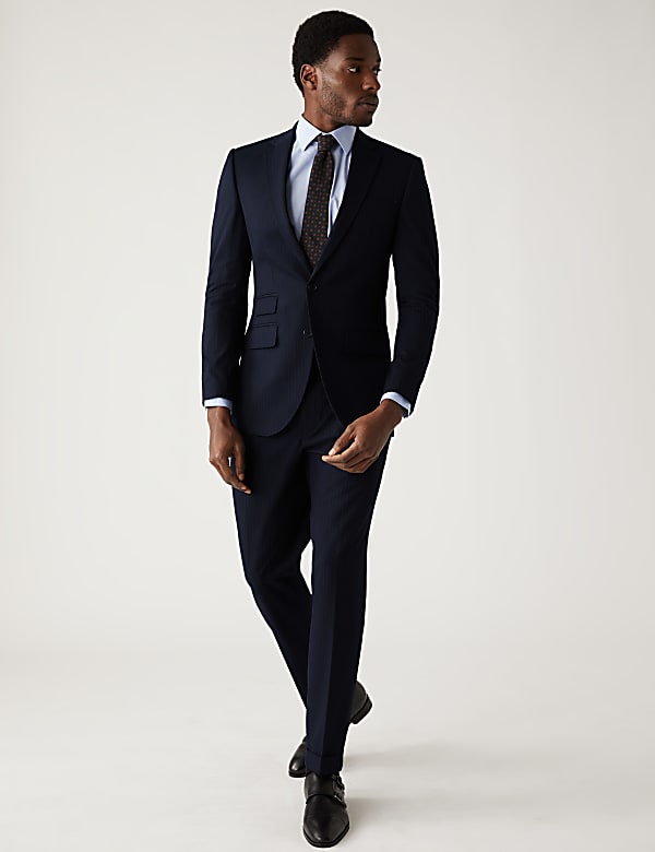 Slim Fit Stretch Pinstripe Suit Jacket