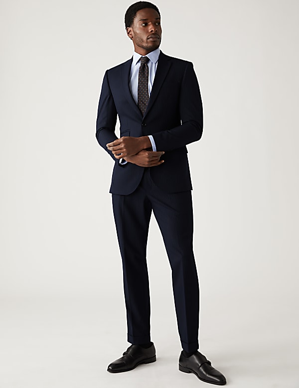 Slim Fit Stretch Pinstripe Suit Jacket