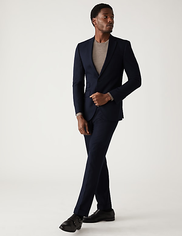 Slim Fit Stretch Pinstripe Suit Jacket