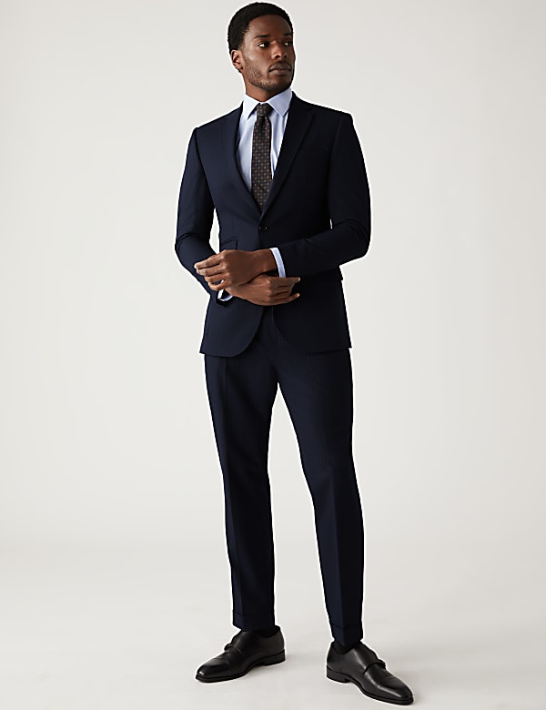 Slim Fit Pinstripe Stretch Suit Trousers
