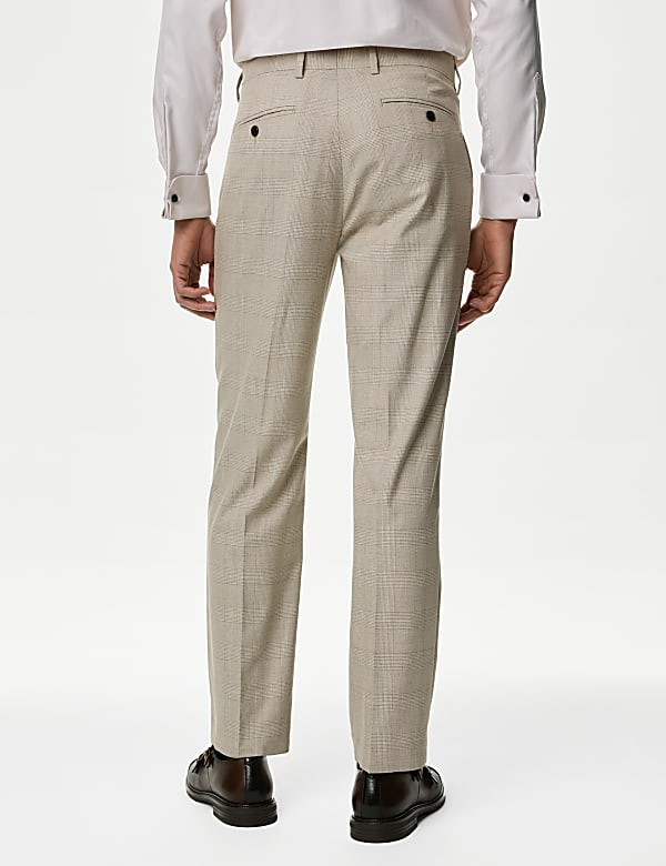 Regular Fit Check Stretch Suit Trousers