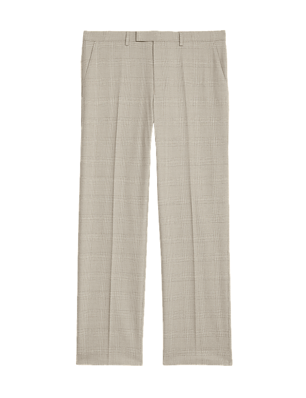 Regular Fit Check Stretch Suit Trousers