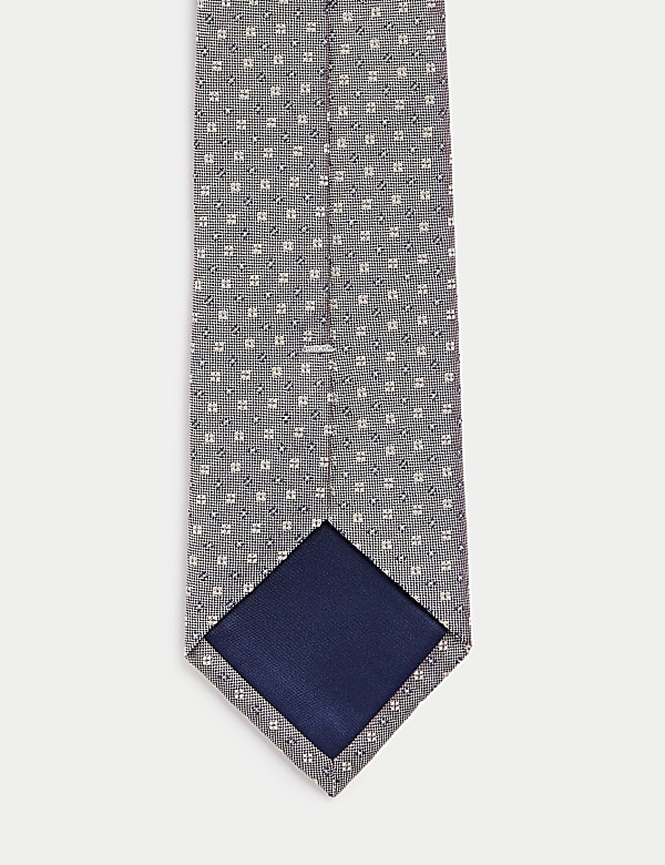 עניבה ממשי טהור בדוגמה גיאומטרית - IL