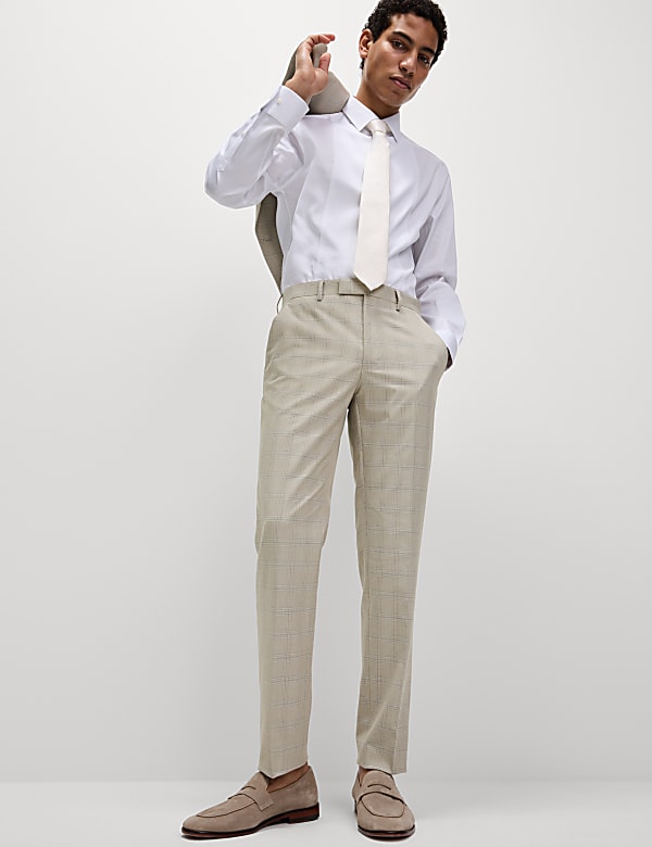 Slim Fit Check Suit Trousers - JP