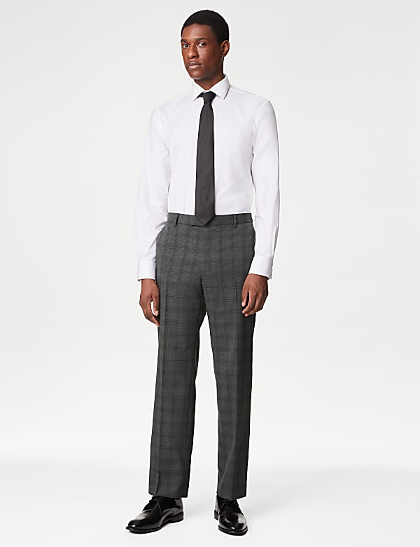 Regular Fit Check Stretch Suit Trousers - HU