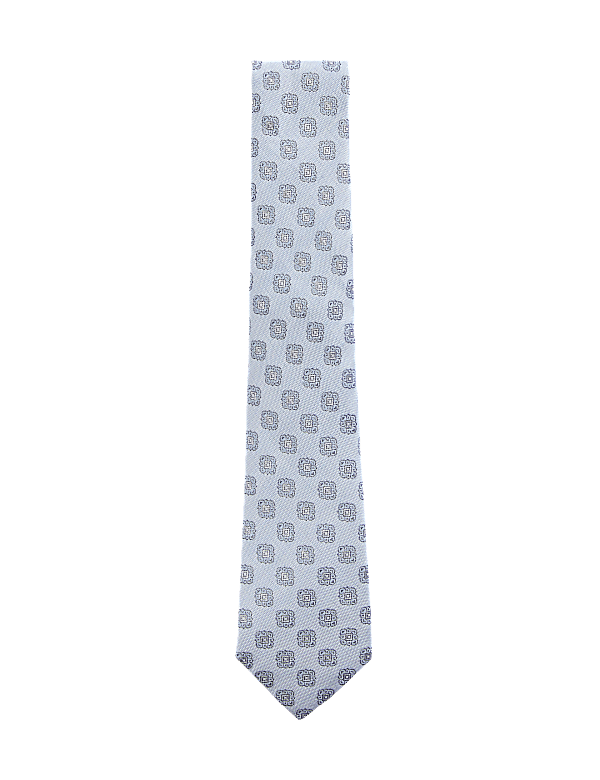 Medallion Linen Silk Blend Tie
