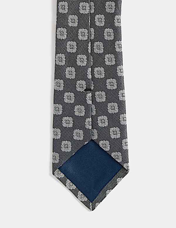 Medallion Linen Silk Blend Tie - CA