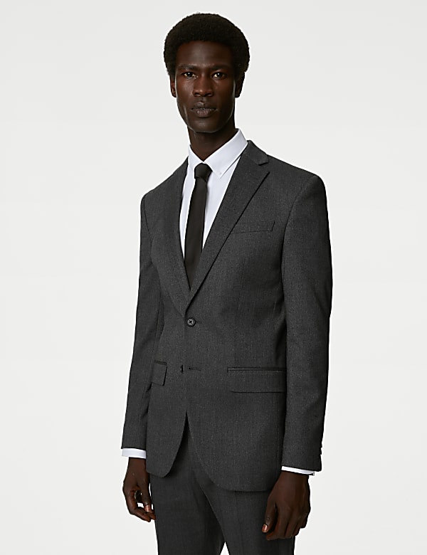 Veste de costume coupe cintrée en tissu extensible à motif texturé - FR