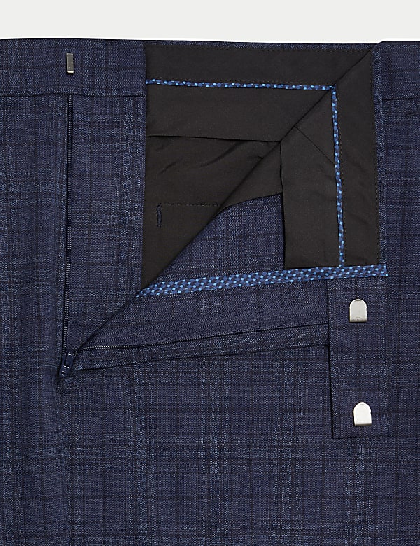 Regular Fit Check Stretch Suit Trousers