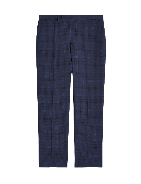 Regular Fit Check Stretch Suit Trousers