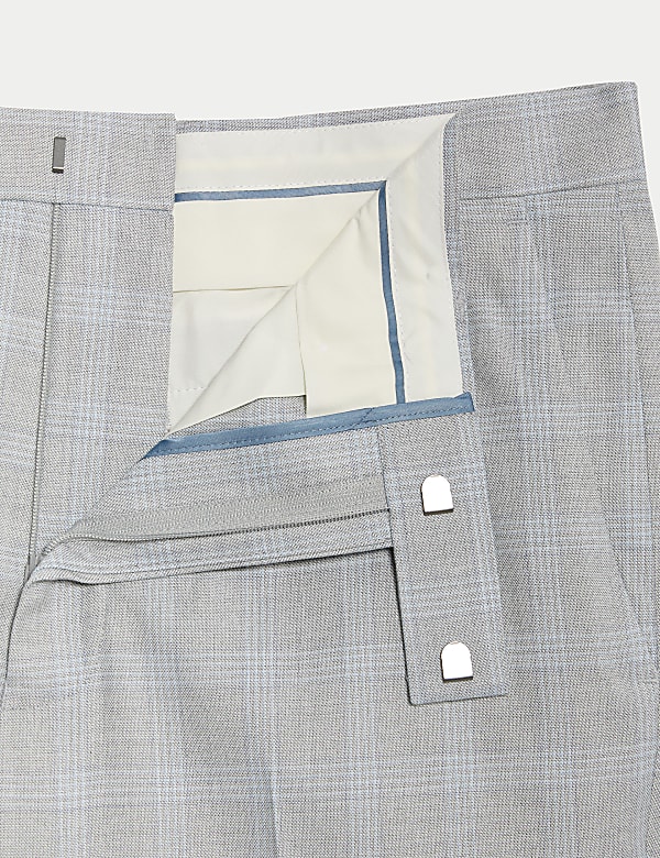 Tailored Fit Check Stretch Suit Trousers - SE