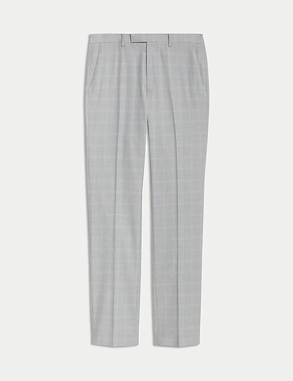 Tailored Fit Check Stretch Suit Trousers - SE