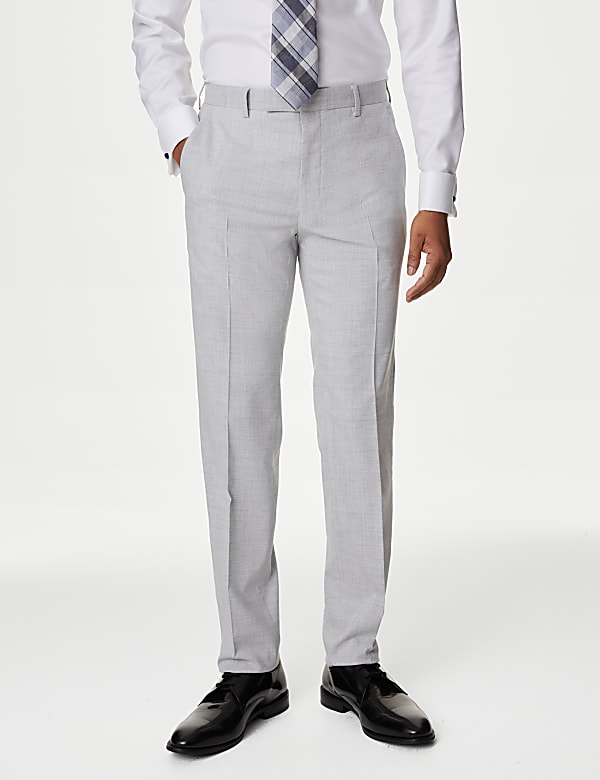 Slim Fit Check Suit Trousers - HU