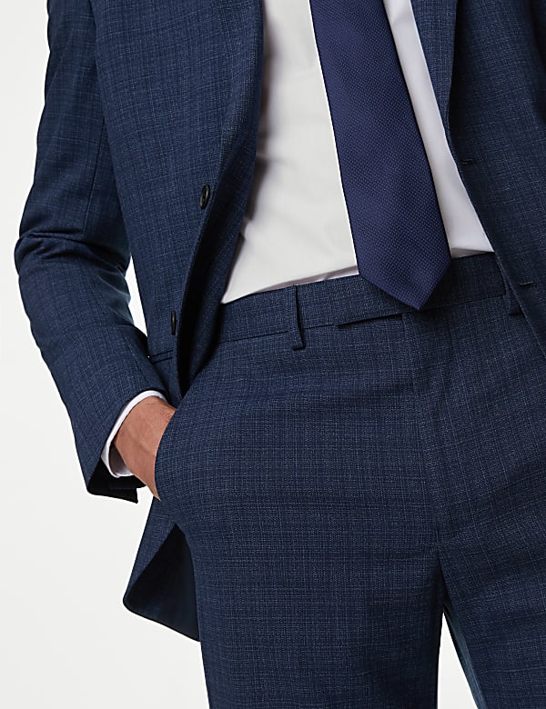 Regular Fit Check Stretch Suit Trousers