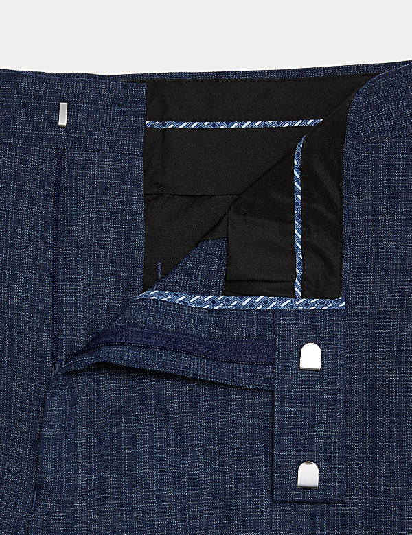 Regular Fit Check Stretch Suit Trousers