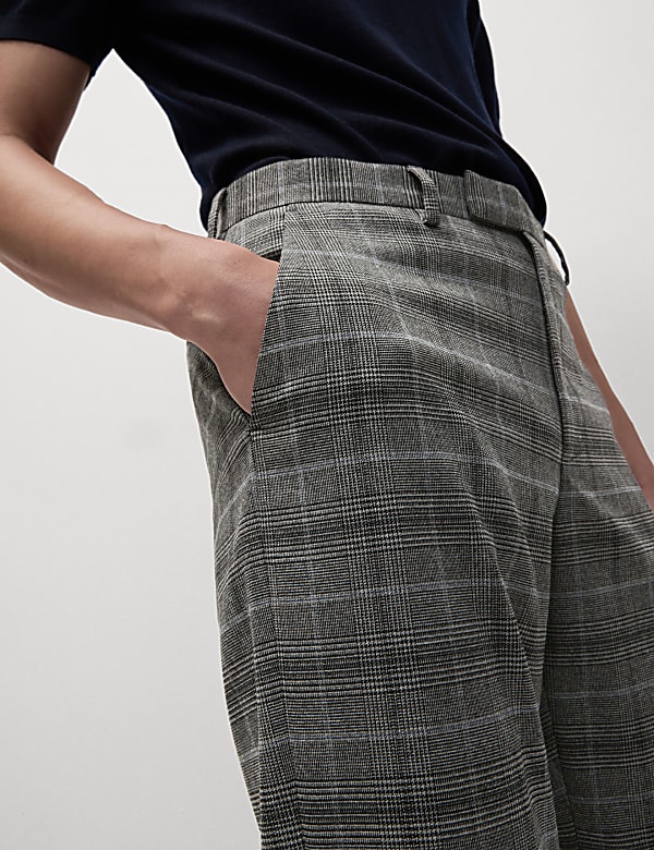 Regular Fit Check Stretch Suit Trousers