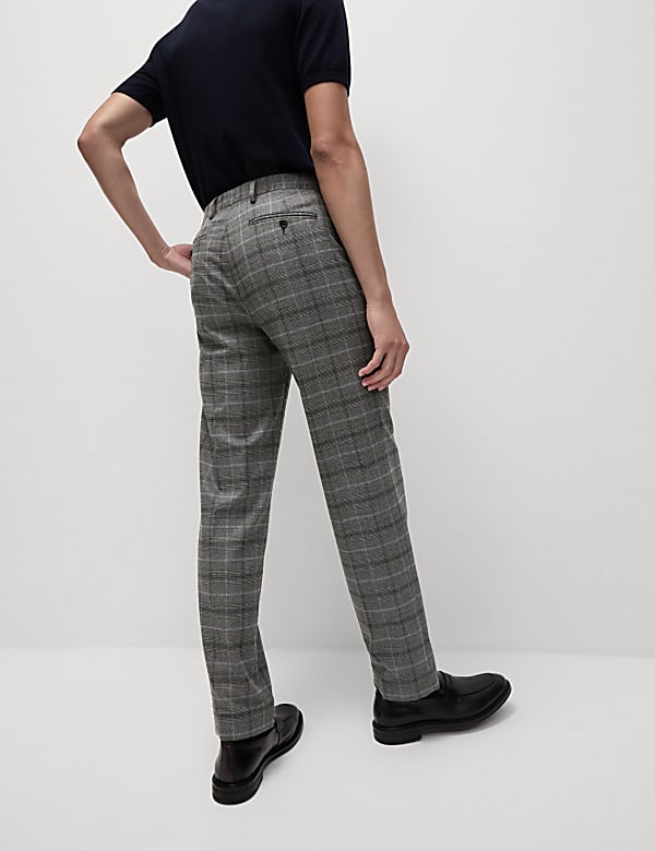 Regular Fit Check Stretch Suit Trousers