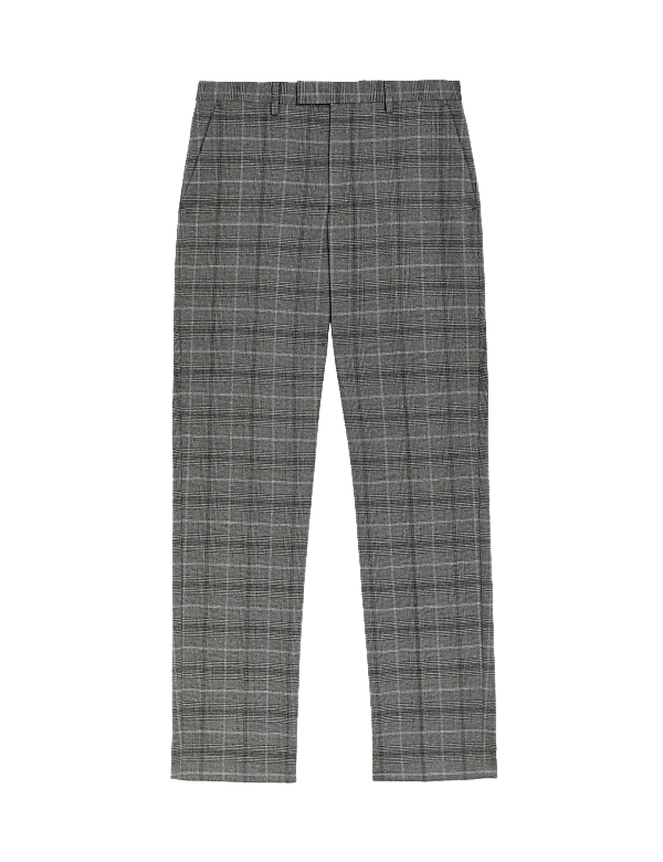 Regular Fit Check Stretch Suit Trousers