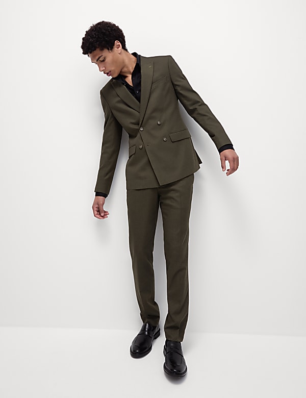 Double breasted khaki suit new arrivals