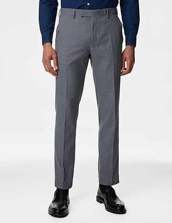 Slim Fit Puppytooth Stretch Suit Trousers - IS