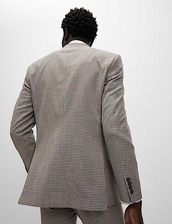 Tailored Fit Grid Check Suit Jacket - BG