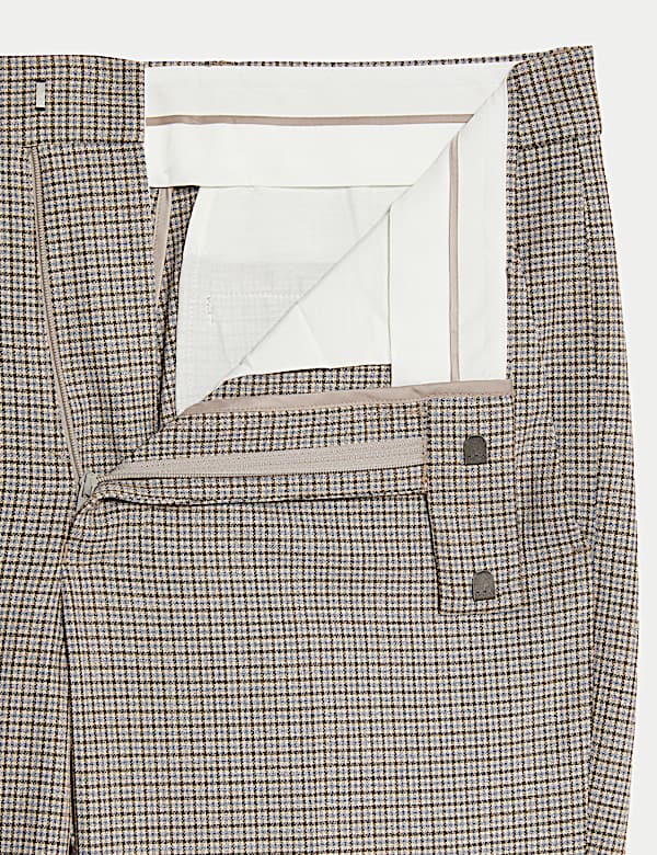 Tailored Fit Grid Check Suit Trousers - FI