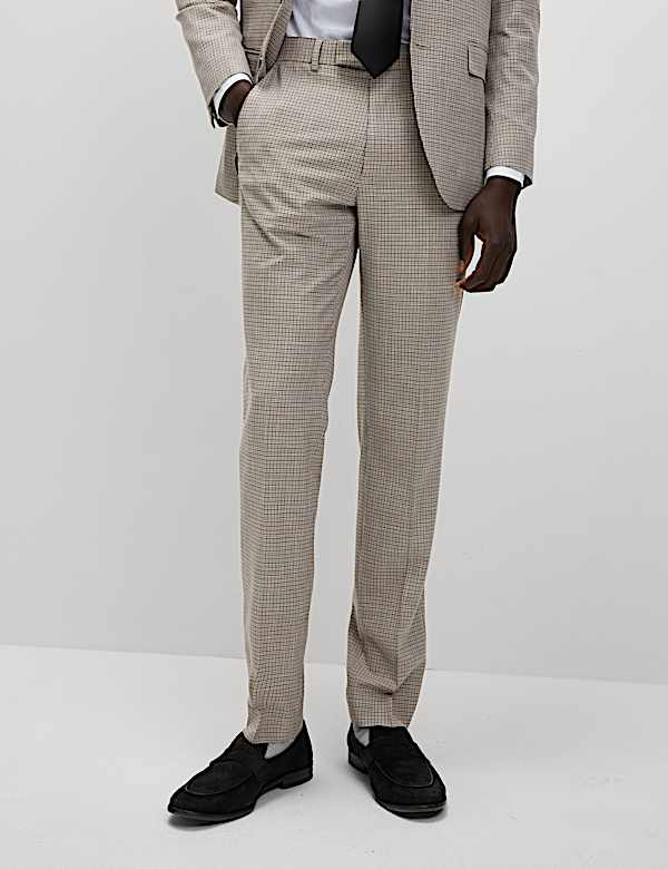 Tailored Fit Grid Check Suit Trousers - FI