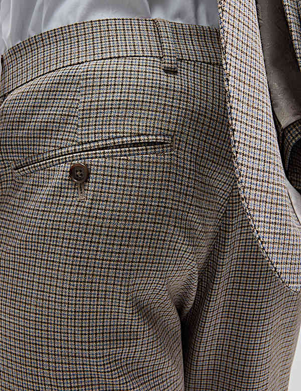 Tailored Fit Grid Check Suit Trousers - FI