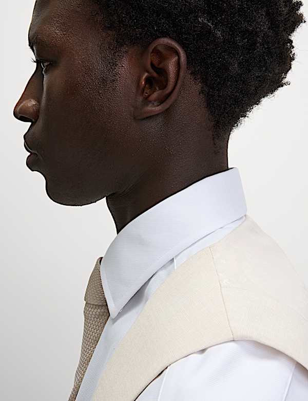 Tailored Fit Double Breasted  Waistcoat with Linen - US