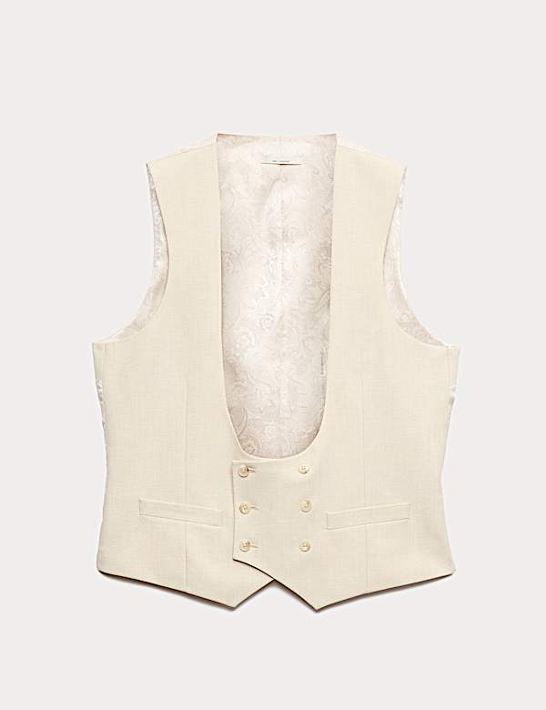 Tailored Fit Double Breasted  Waistcoat with Linen - US