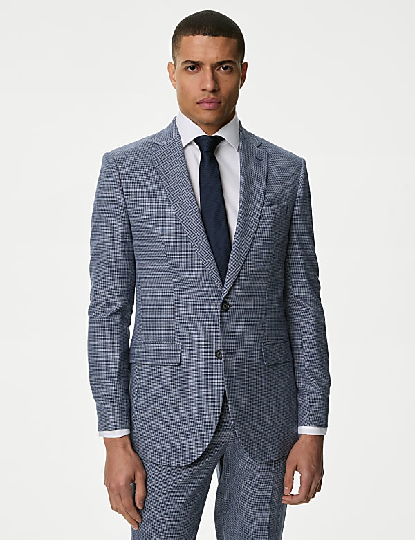 Slim Fit Puppytooth Stretch Suit Jacket - BG