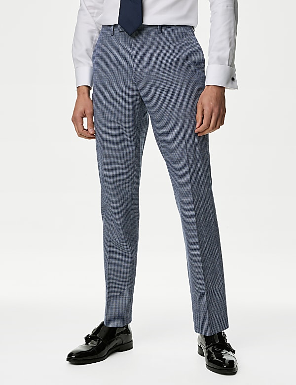 Slim Fit Puppytooth Stretch Suit Trousers - FI
