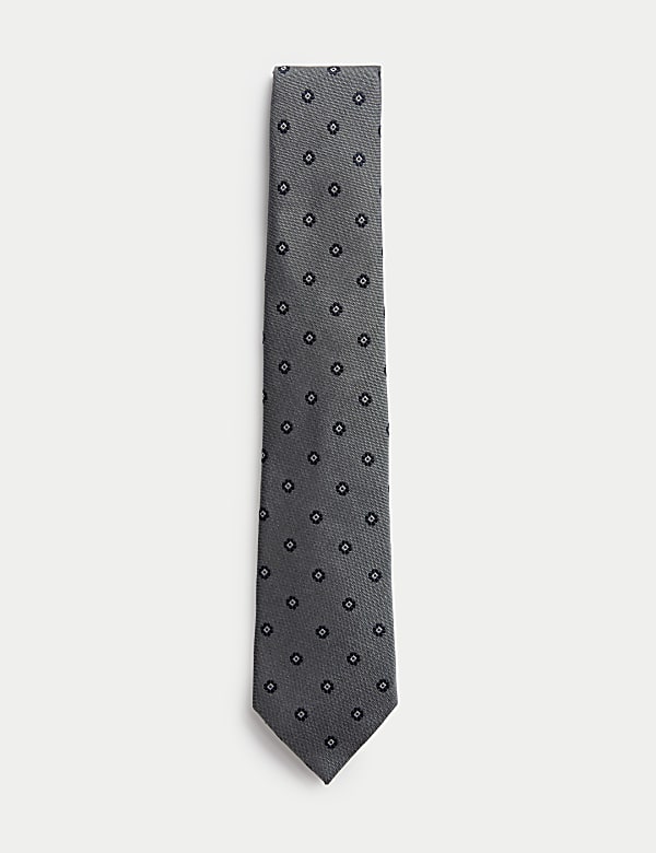 Textured Floral Pure Silk Tie - RS