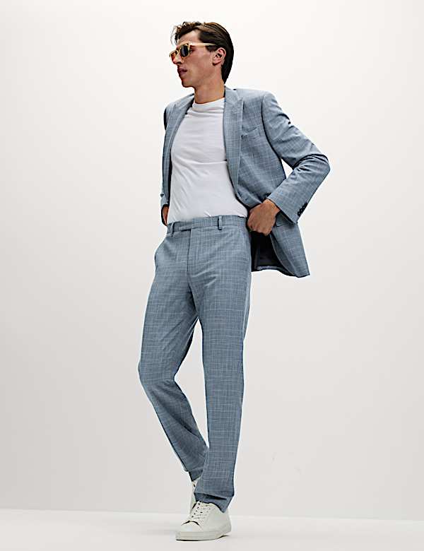 Regular Fit Check Suit Trousers - JP