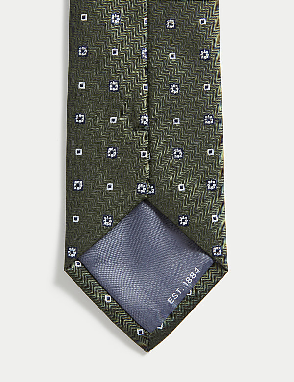 Smalle stropdas met foulard- en visgraatmotief - BE