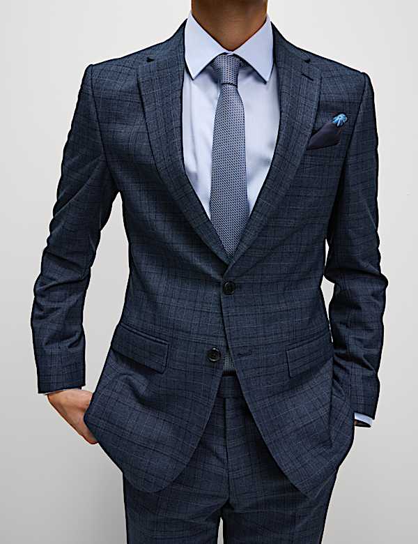 Slim Fit Check Suit Jacket - VN