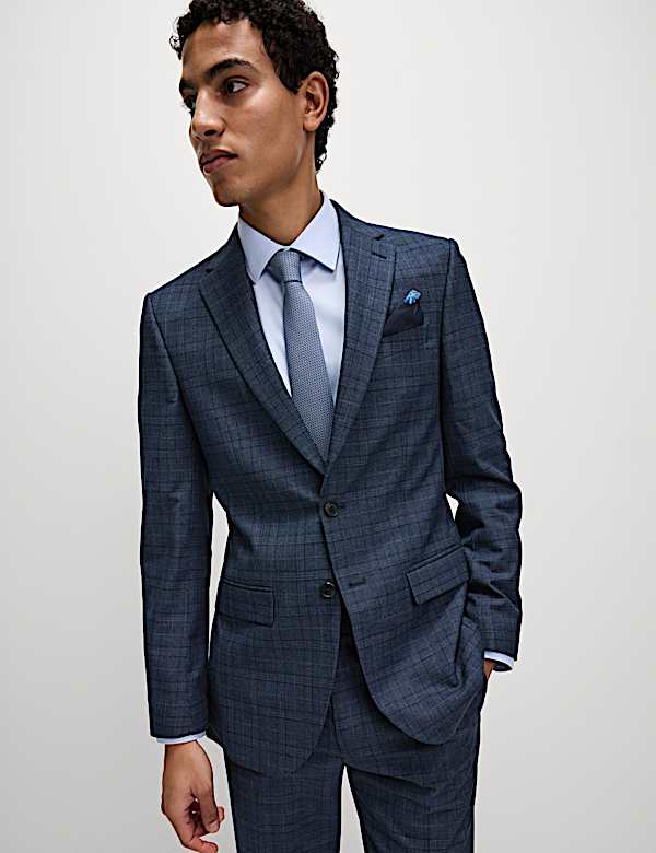 Slim Fit Check Suit Jacket