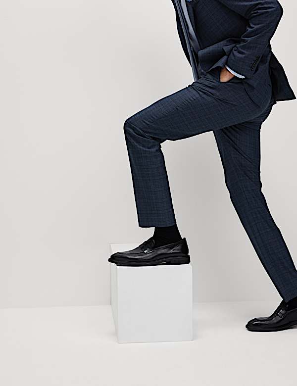 Slim Fit Check Suit Trousers