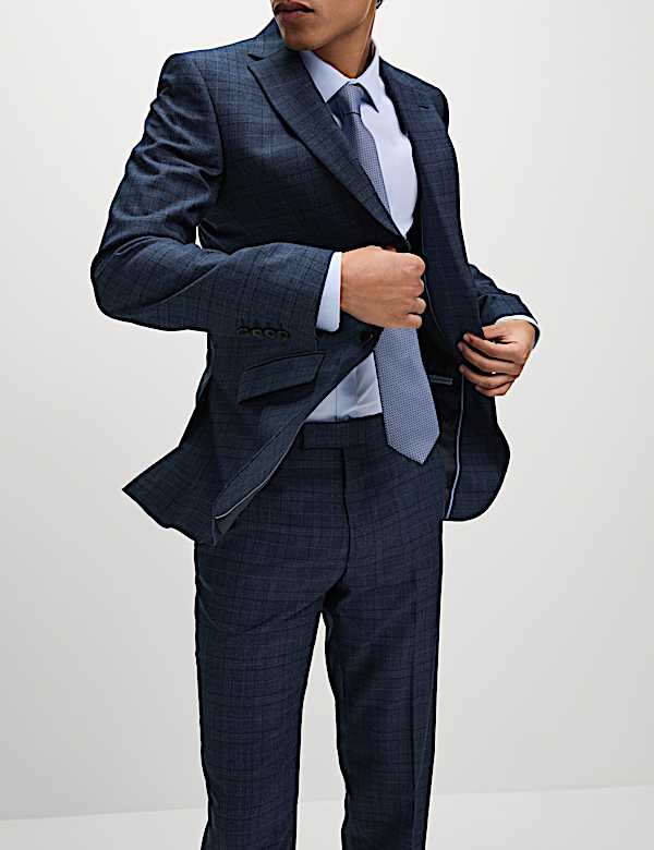 Slim Fit Check Suit Trousers