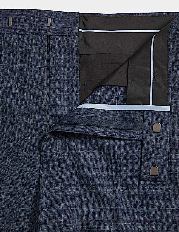 Regular Fit Stretch Checked Suit Trousers - VN