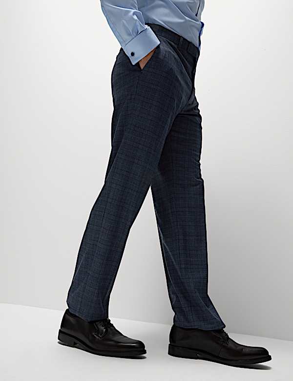 Regular Fit Stretch Checked Suit Trousers - VN