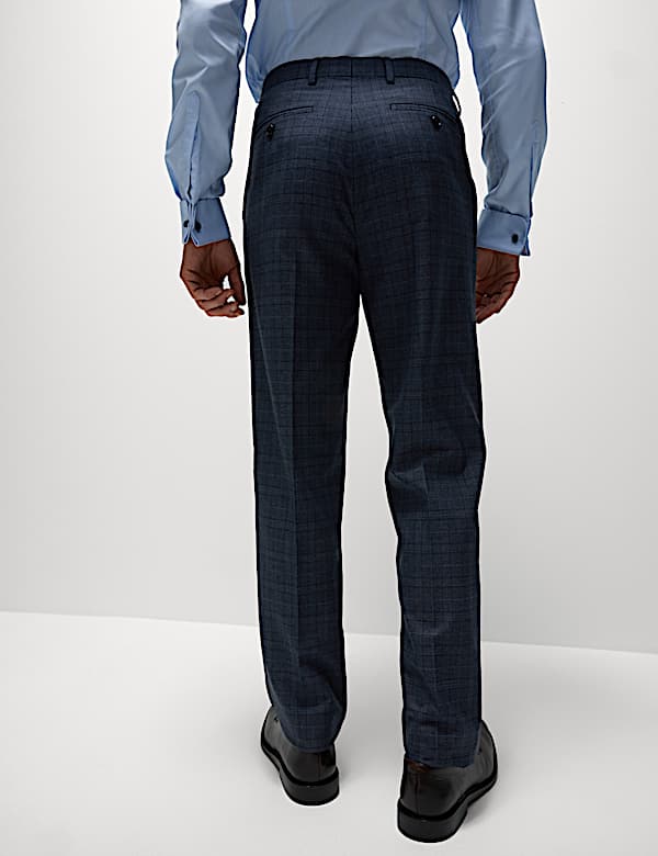 Regular Fit Stretch Checked Suit Trousers - VN