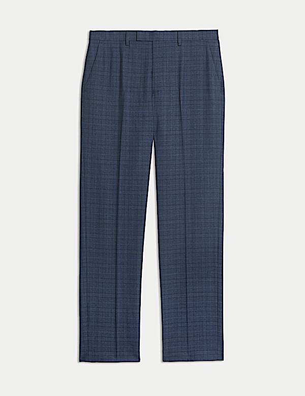 Regular Fit Stretch Checked Suit Trousers - VN