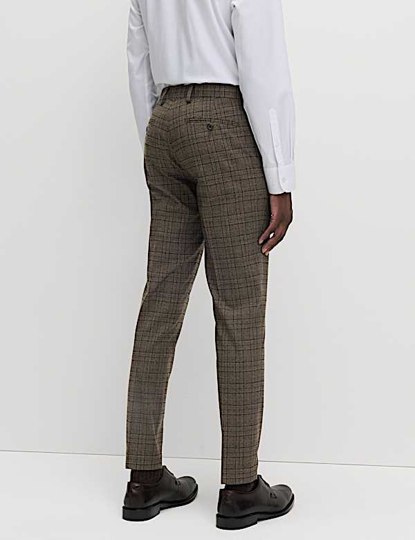 מכנסי משבצות סטרץ' בגזרה צרה מקולקציית Prince of Wales - IL