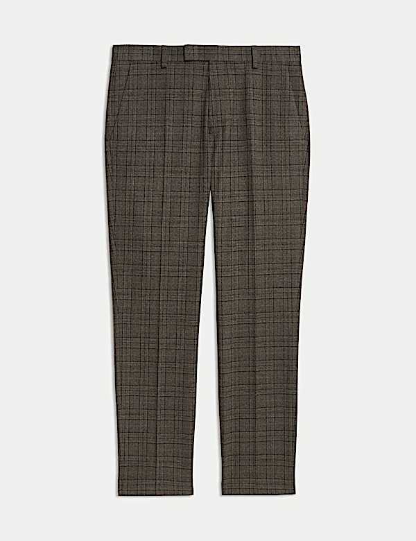 מכנסי משבצות סטרץ' בגזרה צרה מקולקציית Prince of Wales - IL