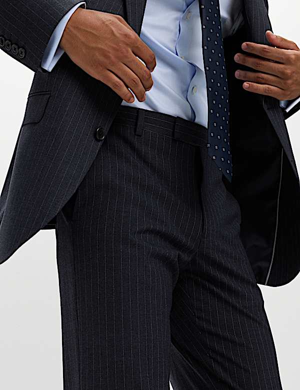 Regular Fit Pinstripe Stretch Suit Trousers