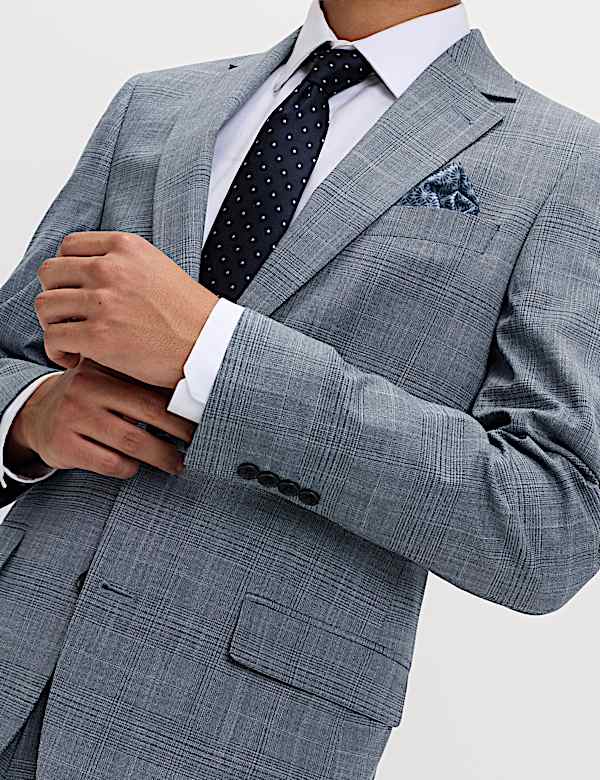 Jacke mit Stretchanteil, eng anliegender Passform und Karomuster - DE