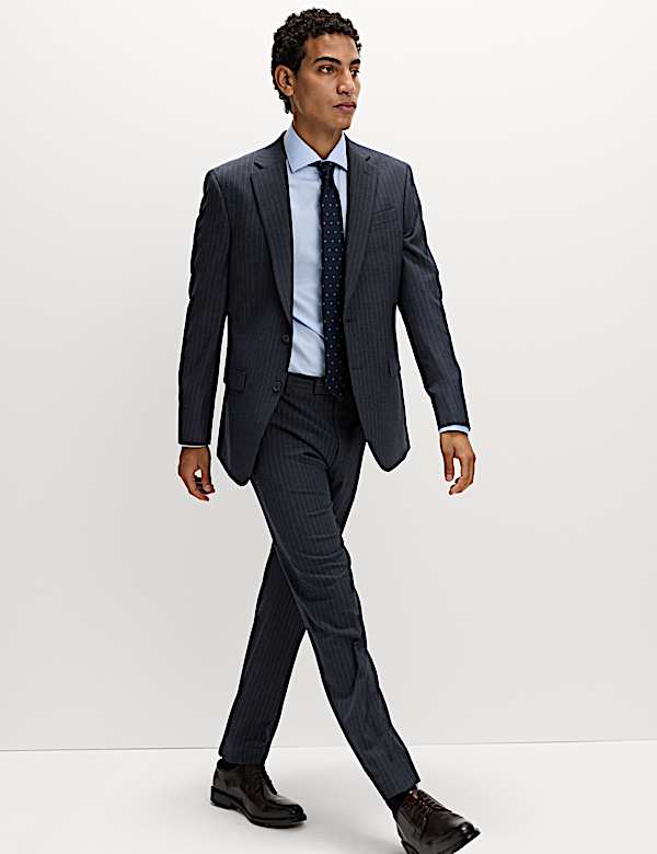 Regular Fit Pinstripe Stretch Suit Jacket
