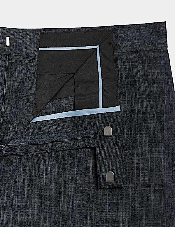 Geruite pantalon met stretch en slanke pasvorm - BE