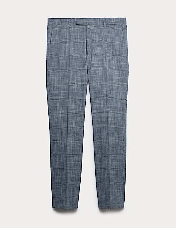 Pantalon coupe ajustée en tissu extensible à carreaux - BE